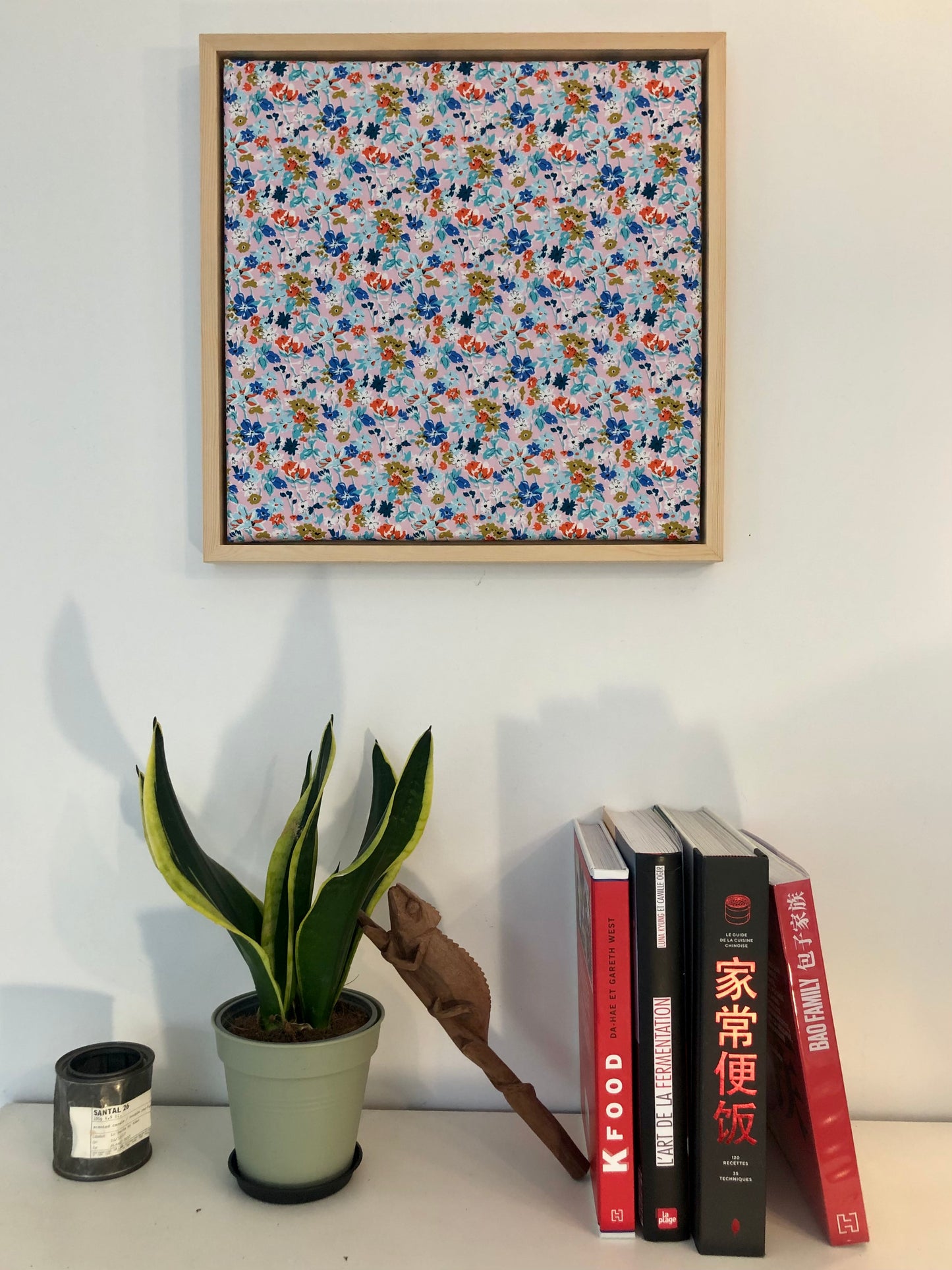 5-Pavot Bleu, Tapisserie sur cadre - Décoration salon.