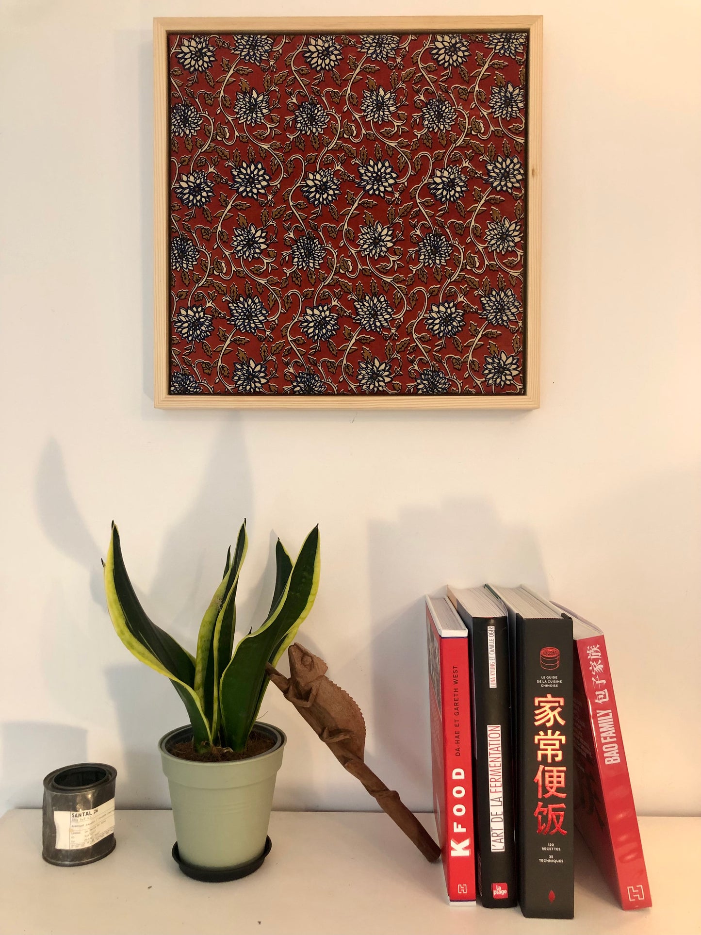 8-Kerala bleu, Tapisserie sur cadre - Décoration salon.