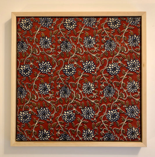 8-Kerala bleu, Tapisserie sur cadre - Décoration salon.